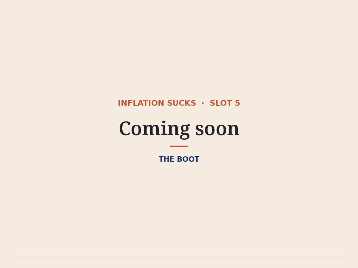 The Boot: Inflation Sucks pick coming soon