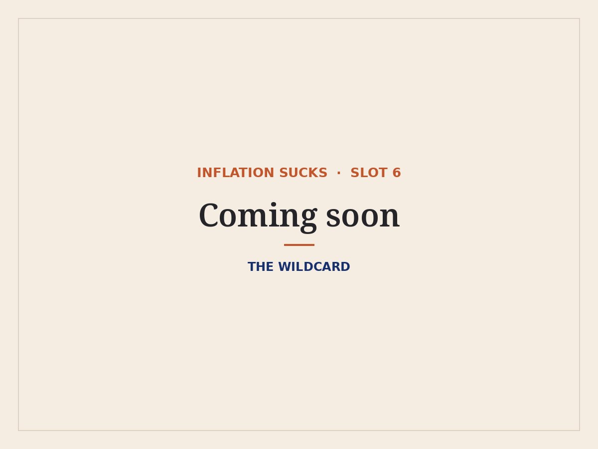 The Wildcard: Inflation Sucks pick coming soon