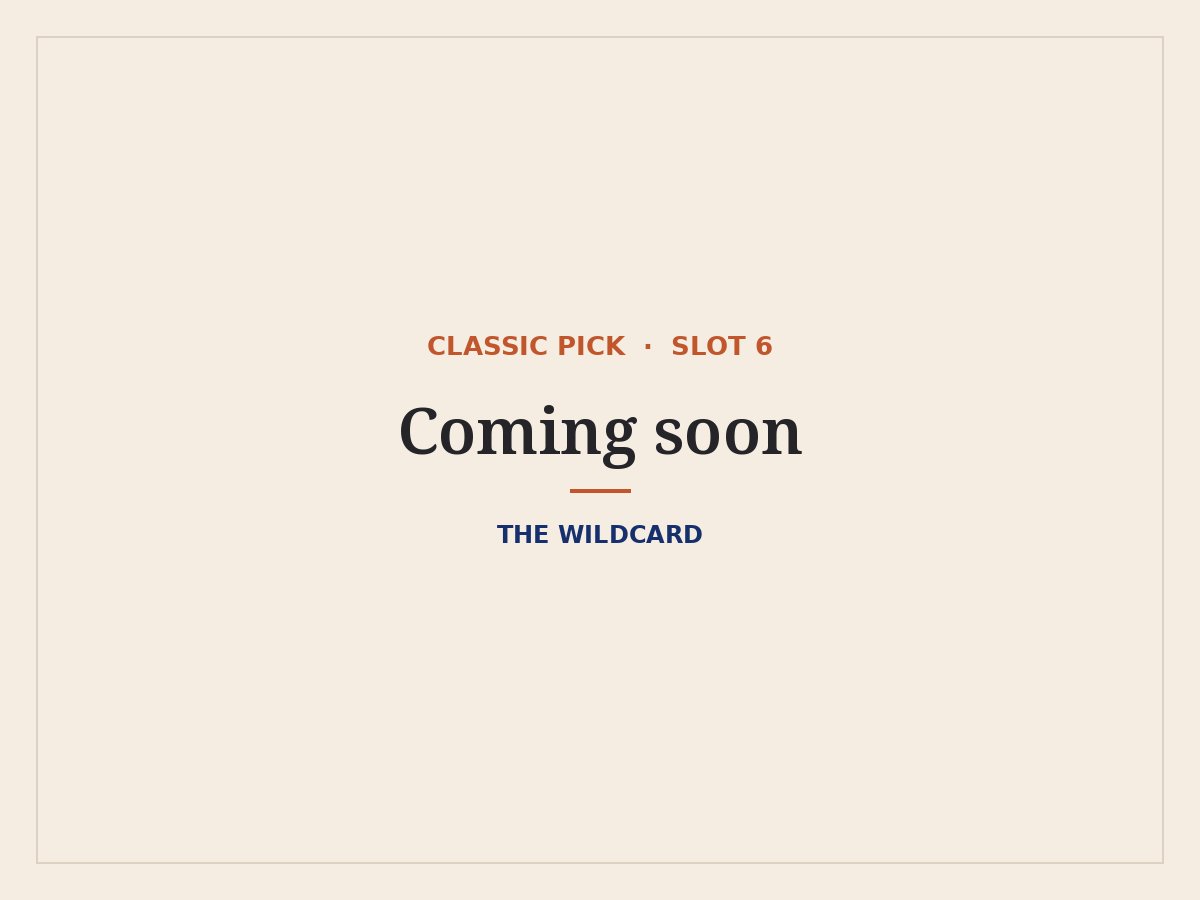 The Wildcard: classic pick coming soon